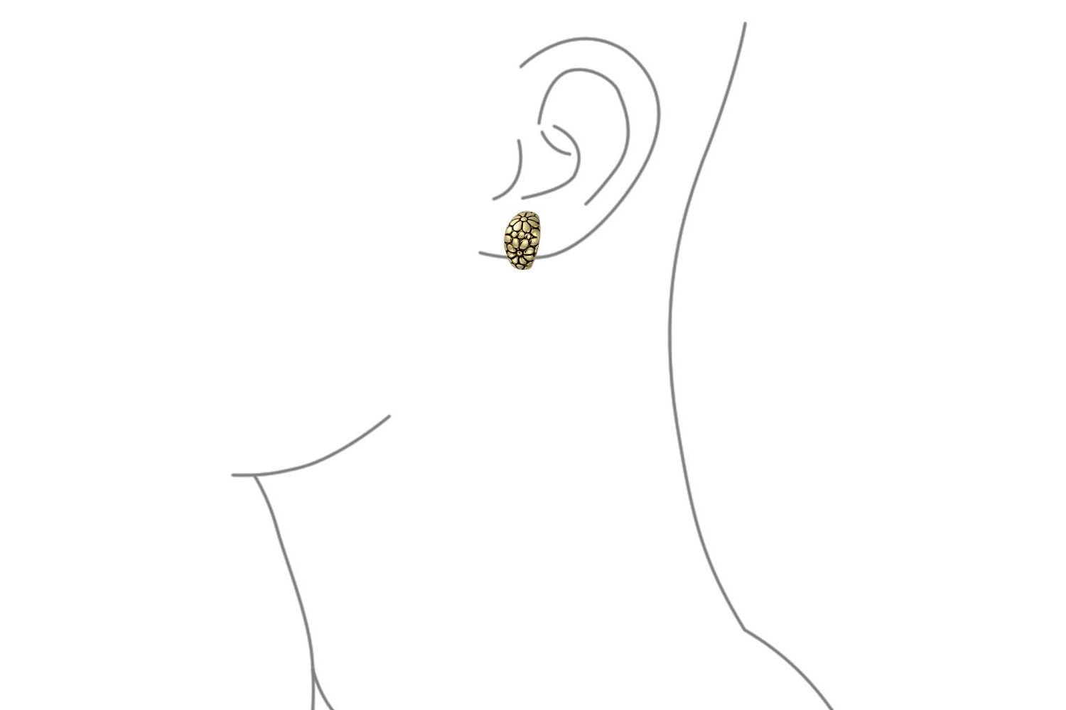 Daisy Flower Clip On Earrings Shrimp Style Oxidized Silver Plated