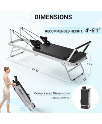 Foldable Reformer Pilates Machine for Home Use – Dual Resistance System (Springs & Cords), Includes Jump Board for Full-Body Home Workouts