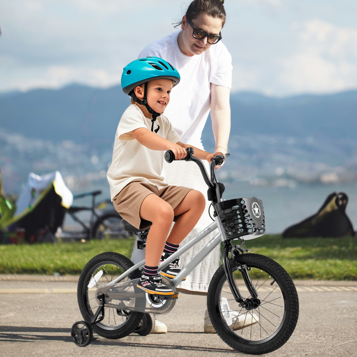 Kids Bike with Adjustable Seat and Transparent Chain Cover