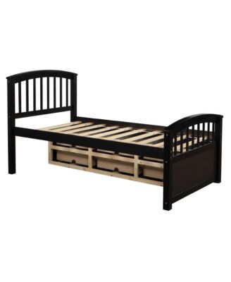 Twin Size Platform Storage Bed Solid Wood Bed With 6 Drawers