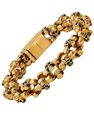 Men’s 18K Gold-Plated Stainless-Steel Skull Links Bracelet