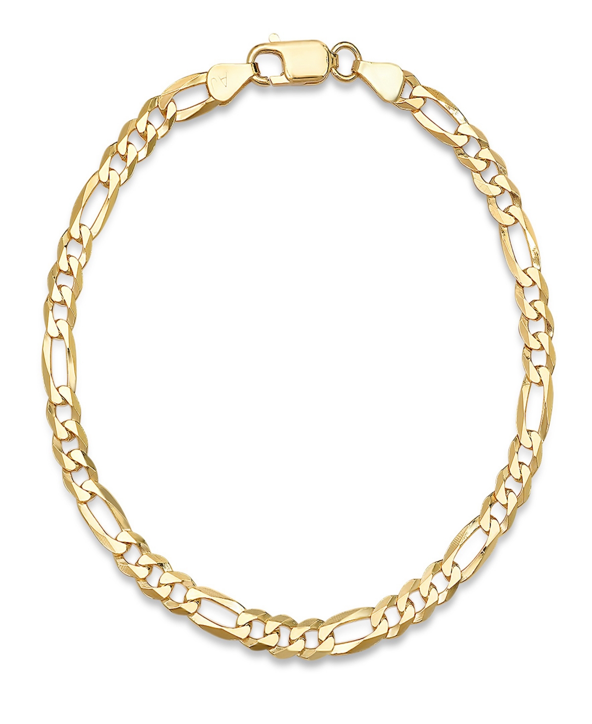 Steeltime Men's 14k Gold Plated Sterling Silver Figaro Link Chain Bracelet