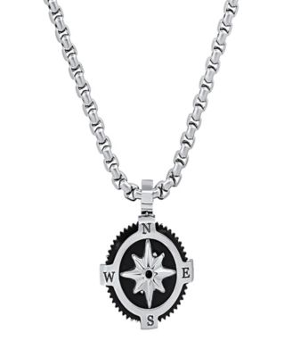 Men's Stainless Steel Compass Pendant Necklace