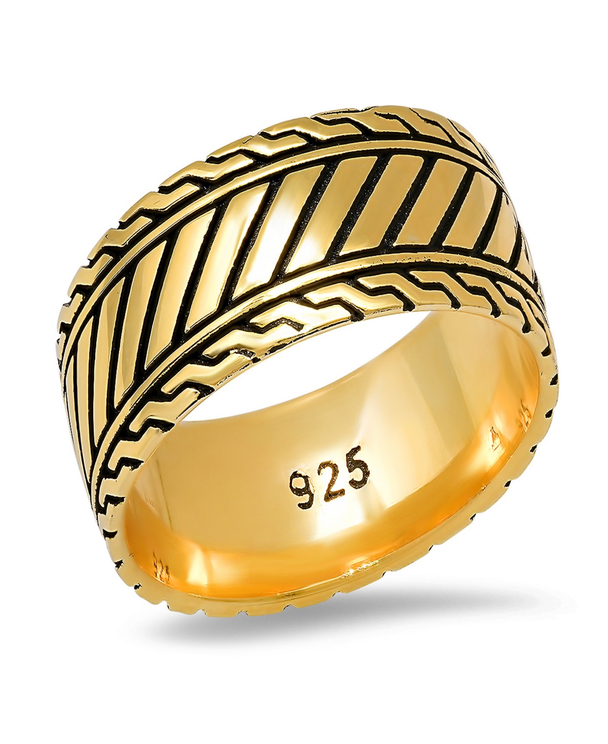 Men's 14K Gold Plated and Sterling Silver Black Ip Band Ring - Two Tone