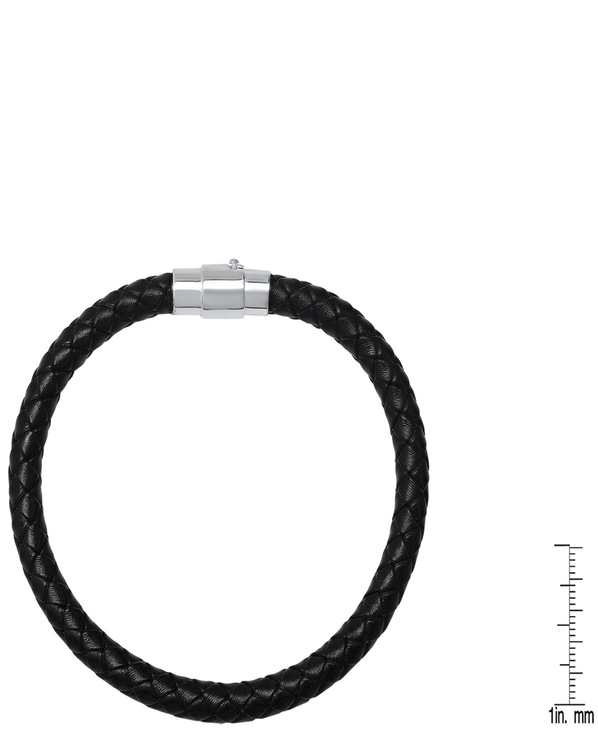 Steeltime Men's Braided Leather And Sterling Silver Magnetic Clasp Bracelet.