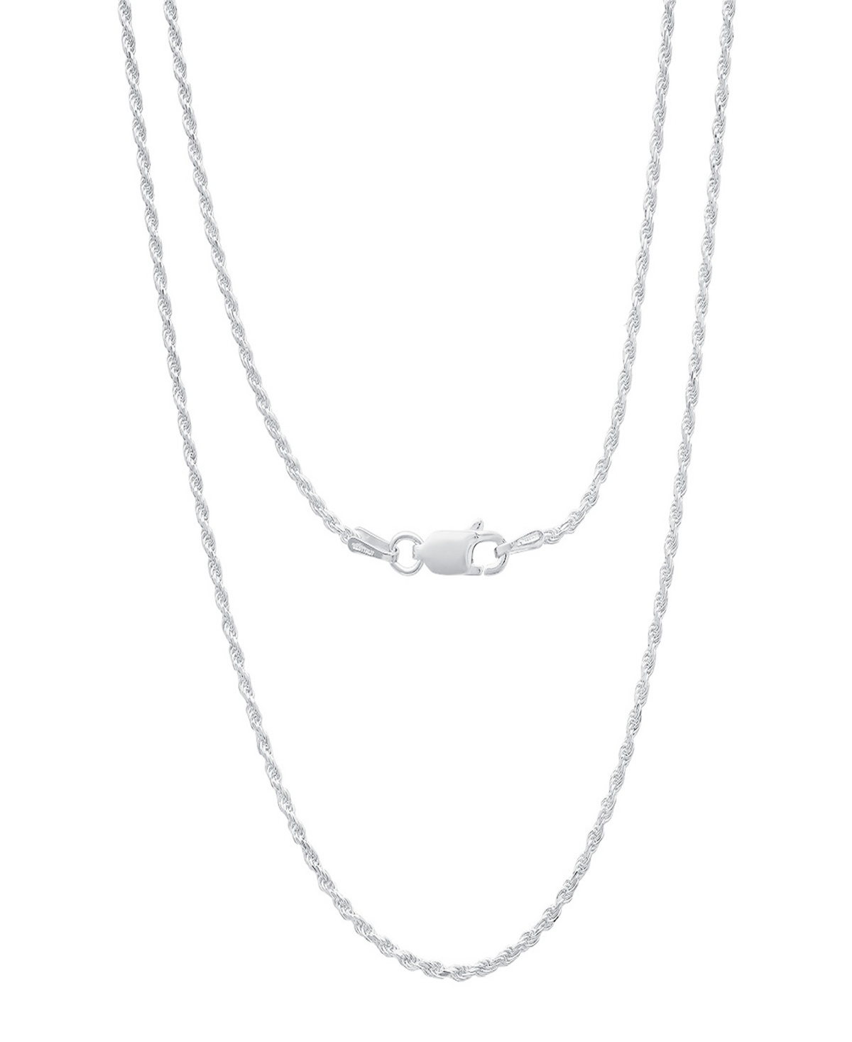 Steeltime Unisex Sterling Silver Rope Chain Necklace