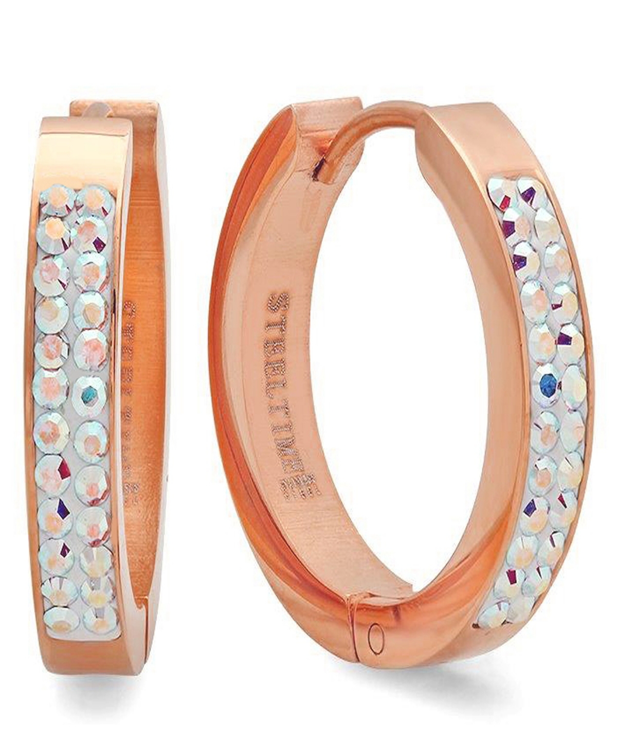 Women's 18K Plated 20mm Huggies with Ab Adorned with Swarovski Crystals - Gold
