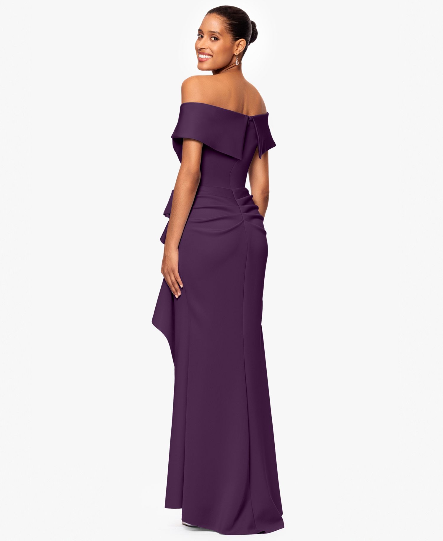 Women's Scuba Off-The-Shoulder Gown