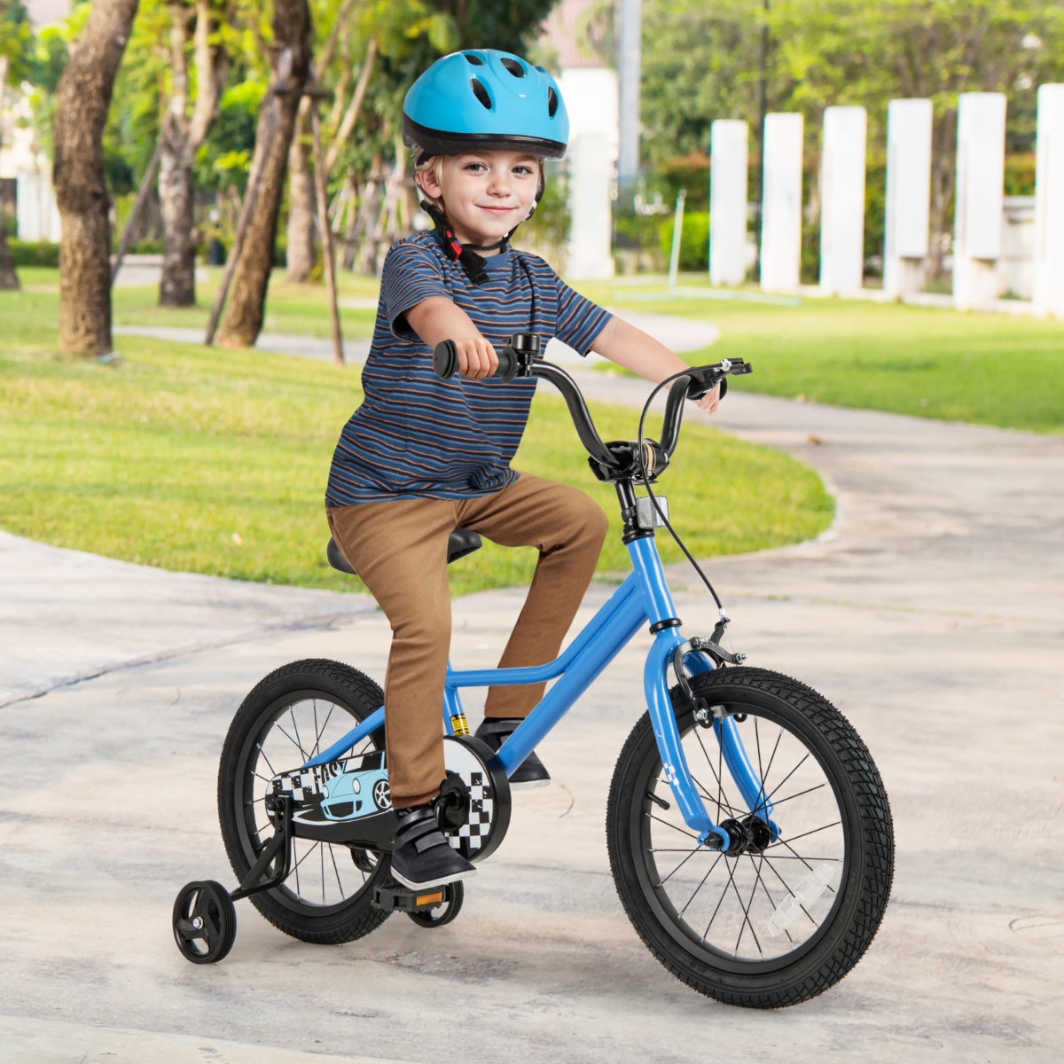 Kids Bike with Removable Training Wheels Adjustable for Growing Riders