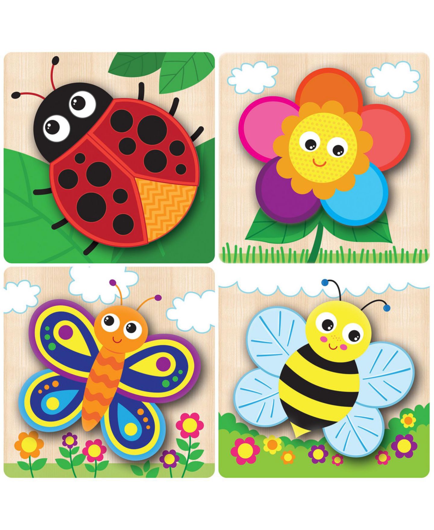 Детские игрушки MasterPieces Puzzles Garden Friends 4-Pack Chunky Wood Puzzles, Ages 2+ — фото 2