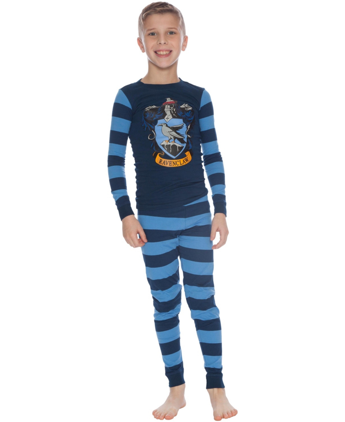 Harry Potter Big Boys Intimo Hogwarts All Houses Crest Tight-Fit 2-Piece Pajama Set