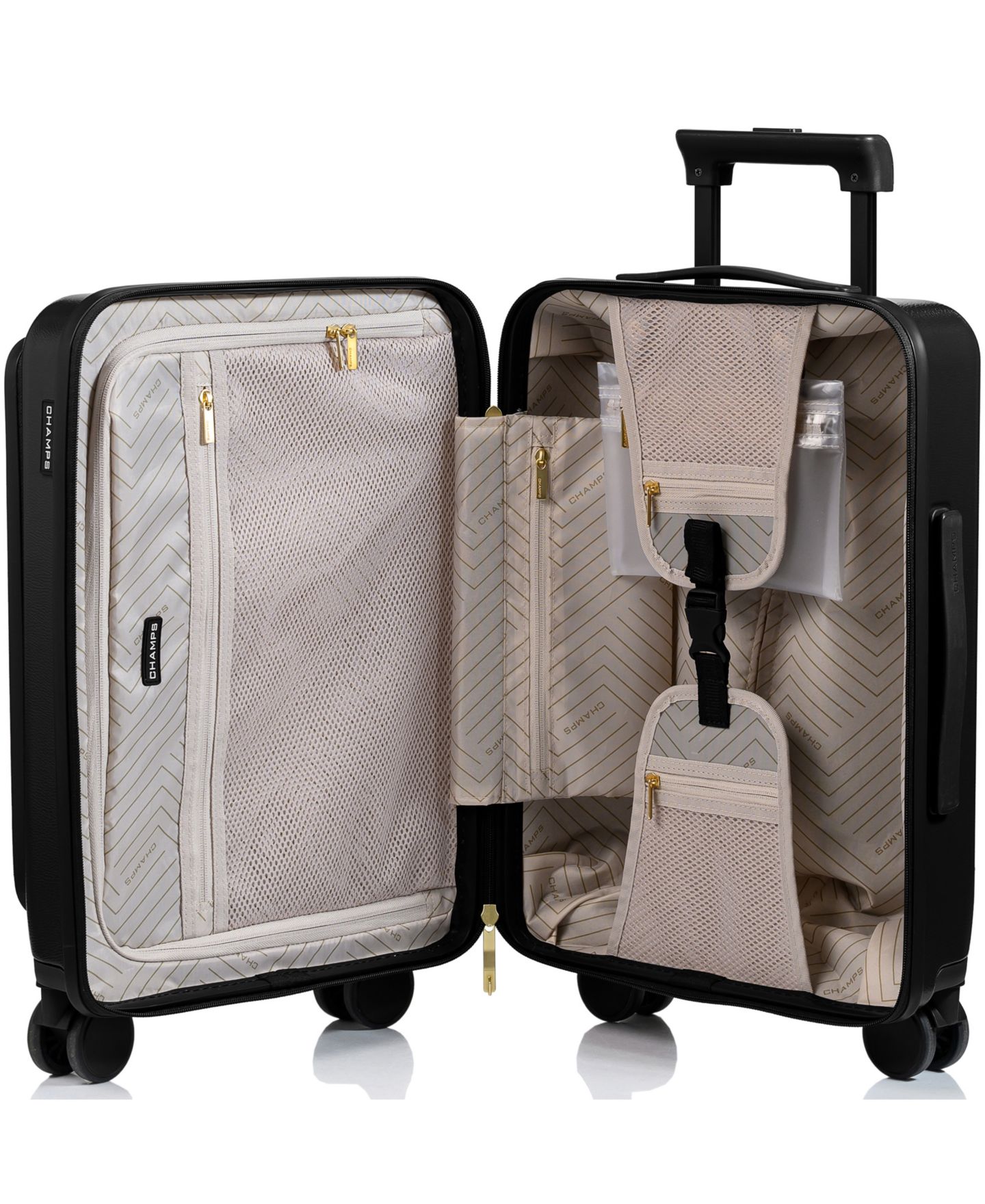 Чемодан CHAMPS 21.5" Onyx Hardside Carry-on Luggage, цвет: Чёрный — фото 3