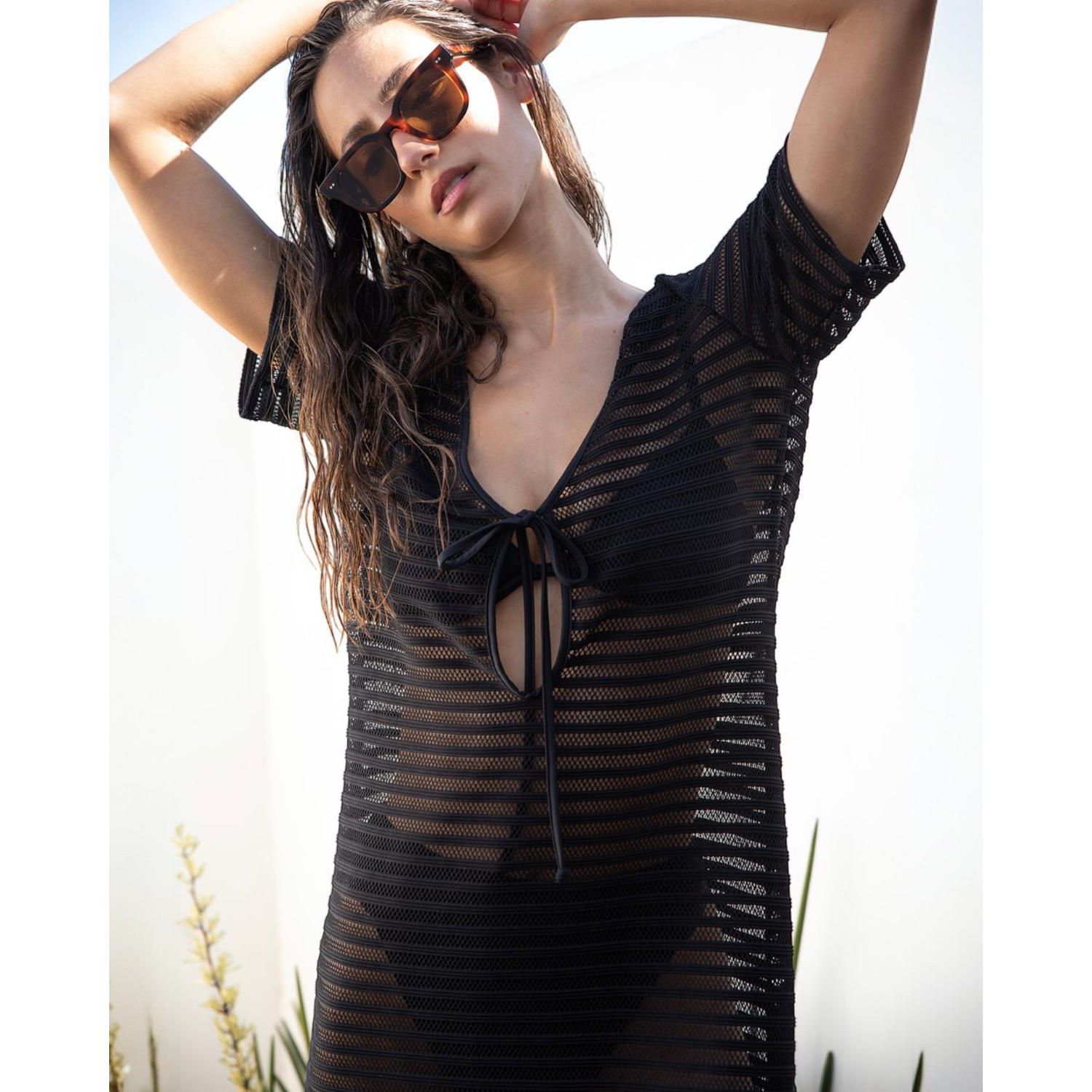 Women's Dorin Black Swim Cover Up