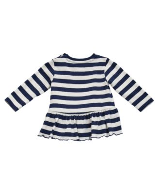 Baby Girls 2-Piece Long Sleeve Yarn Dye Stripe T-Shirt and Knit Denim Pants Set