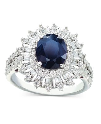 EFFY&reg; Ruby (1-7/8 ct. t.w.) & Diamond (1/4 ct. t.w.) Halo Statement Ring in 14k White Gold (Also in Sapphire and Emerald)