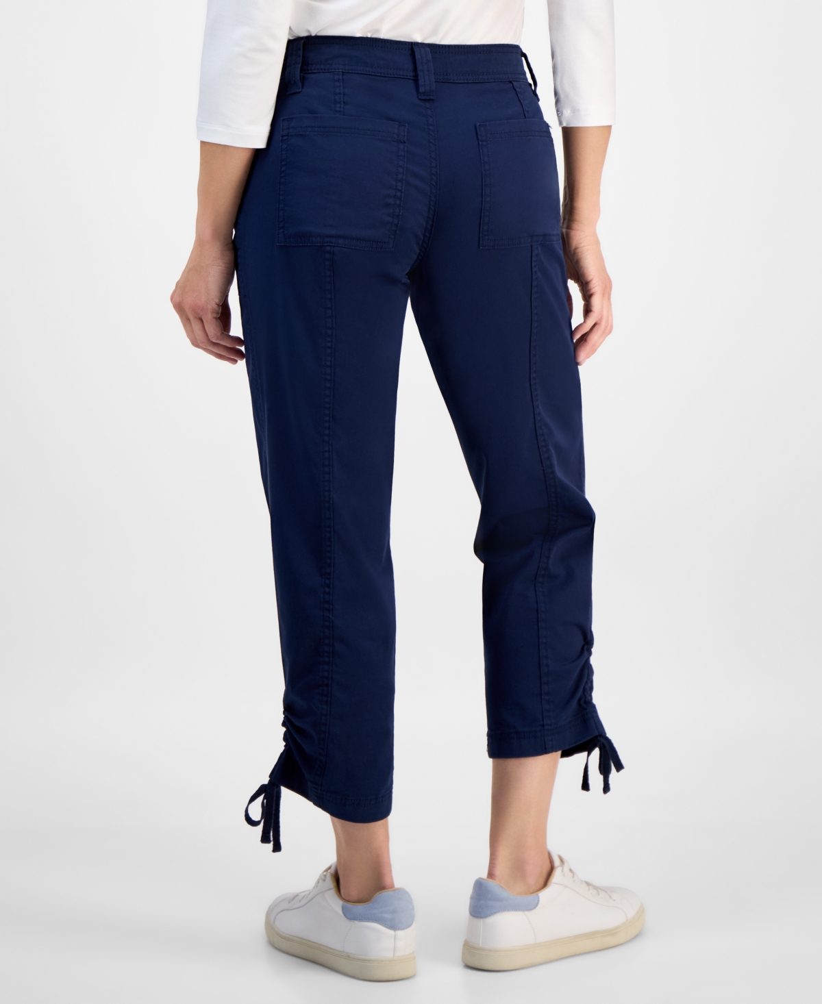 Style & Co Petite Mid-rise Tie-hem Capri Pants, Exclusively At Macy's In Blue
