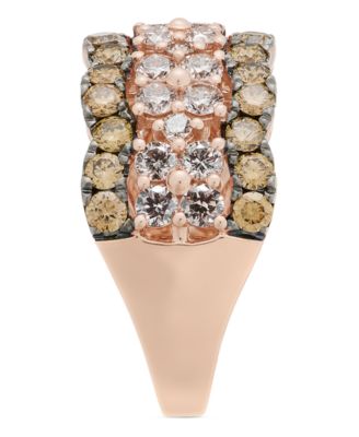 Nude Diamond & Chocolate Diamond Scalloped Multirow Ring (2-1/4 ct. t.w.) in 14k Rose Gold