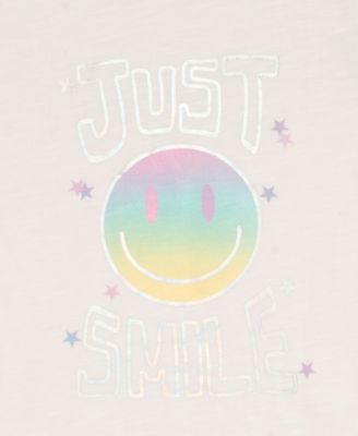 Little Girls 2-Piece Just Smile Crewneck T-Shirt and Skort Set