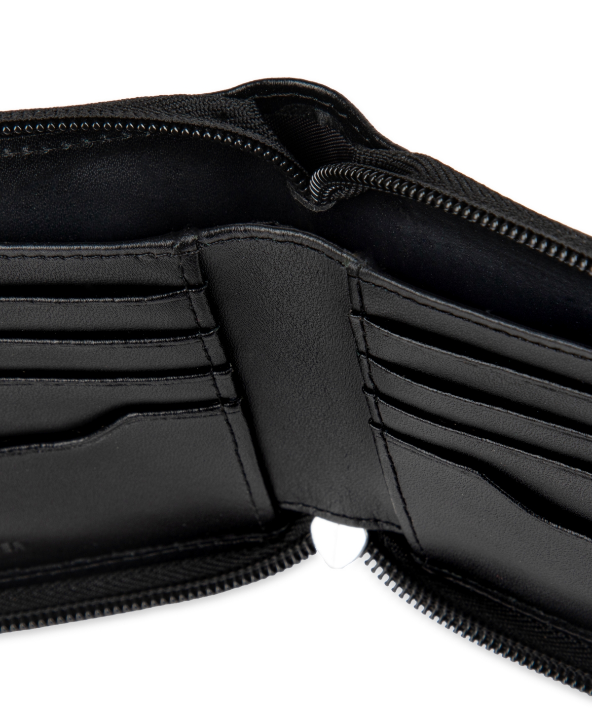 Calvin Klein Men's Rfid Overlapping Saffiano Zip Around Wallet In Black