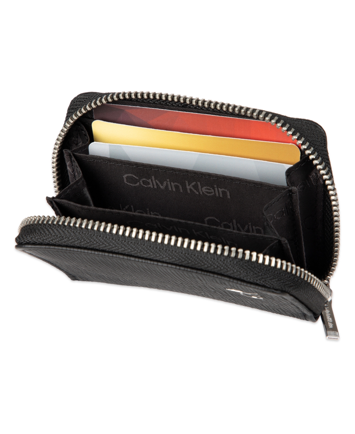 Calvin Klein Men's Rfid Textured Leather Gusset Card Case Wallet In Black
