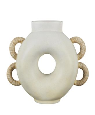 Resin 13" Contemporary Vase with Woven Inspired Arched Handles