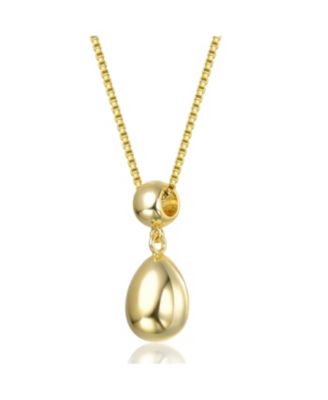 Double Bead Drop Pendant Necklace in White Gold Plated or 14K Gold Plated