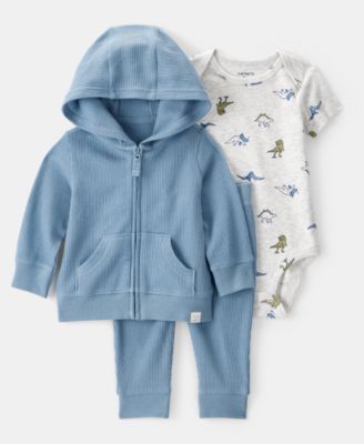 Carter's - Baby Boys Dinosaur Thermal Little Jacket, Bodysuit & Pants, 3 Piece Set