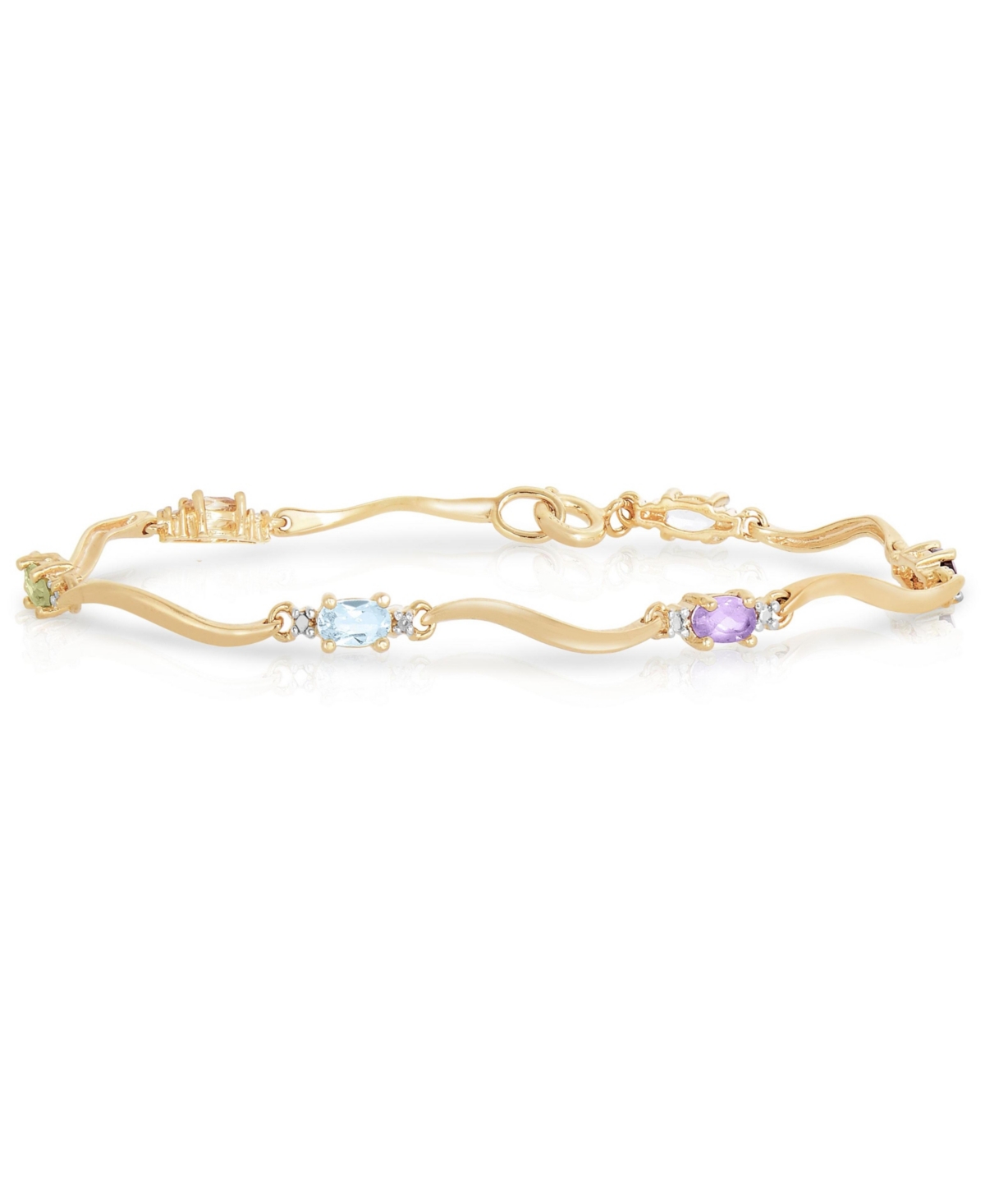 Sterling Silver Gold Plated Multi-Colored Cubic Zirconia Bracelet - Multi-color