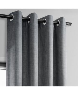 Grommet Textured Faux Linen Room Darkening Curtain