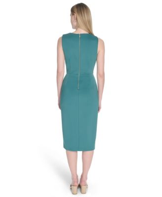 Women's Wrap V-Neck Scuba Sheath Dress
