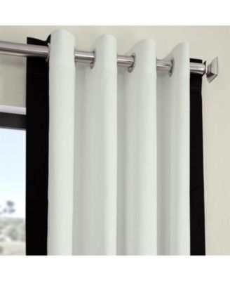 Fresh Popcorn & Black Bordered Grommet Vertical Printed Cotton Curtain