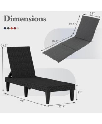 2PCS Patio Lounge Chair Recliner Chair w/ 3-Position Adjustable Backrest & Cushion