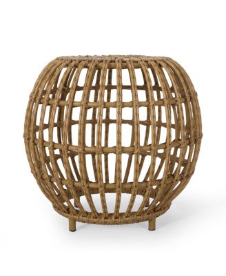 Streamdale Handcrafted Faux Rattan Woven Side Table with Boho Style