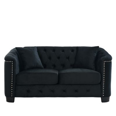 Streamdale Classic Velvet 3-Person Chesterfield Sofa with Nailhead Trim