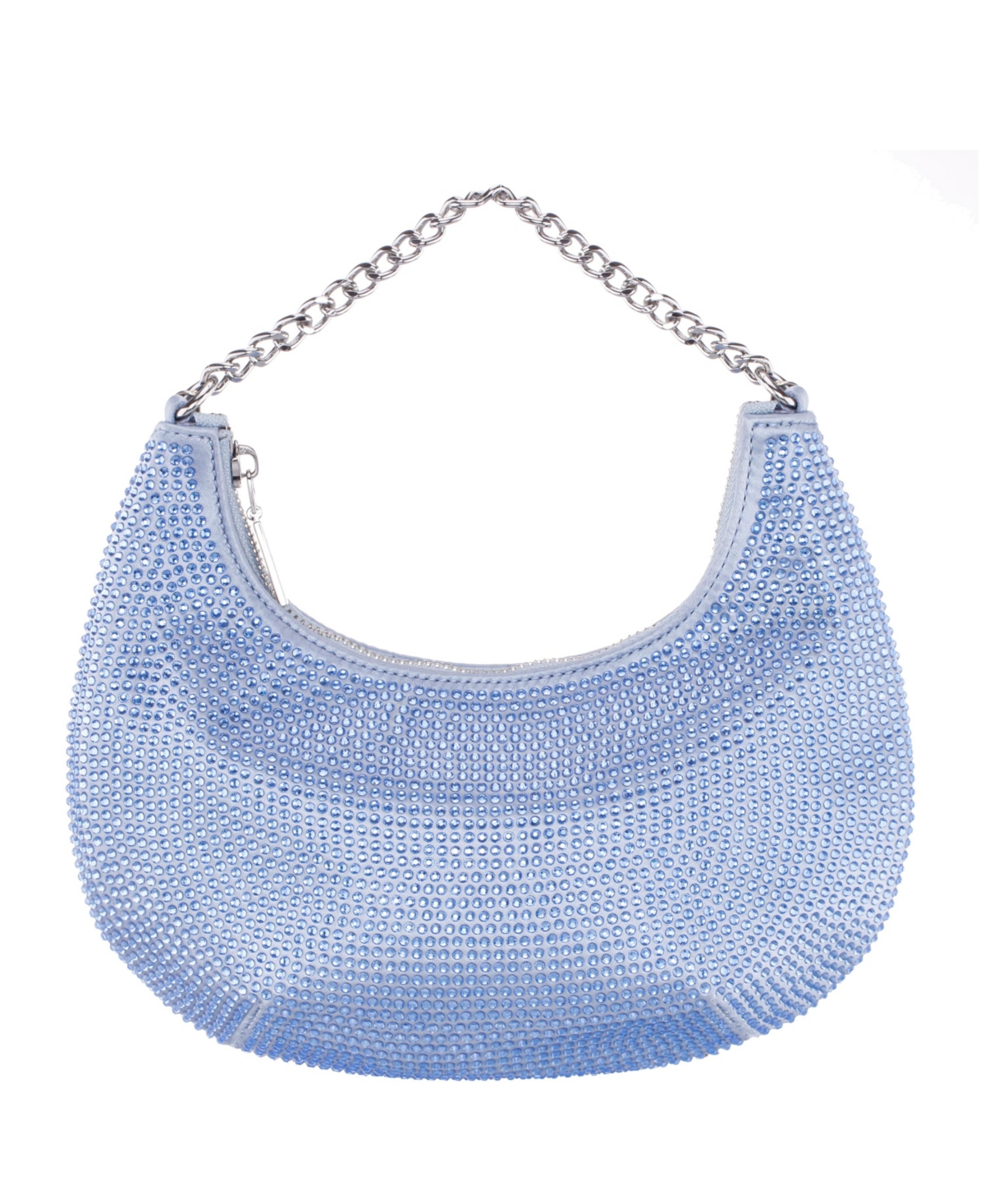 All Over Crystal Crescent Moon Crossbody Bag - Gold