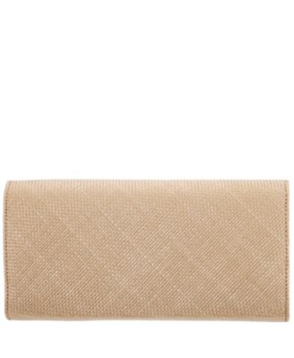 Double Crystal Flower Slim Clutch Bag