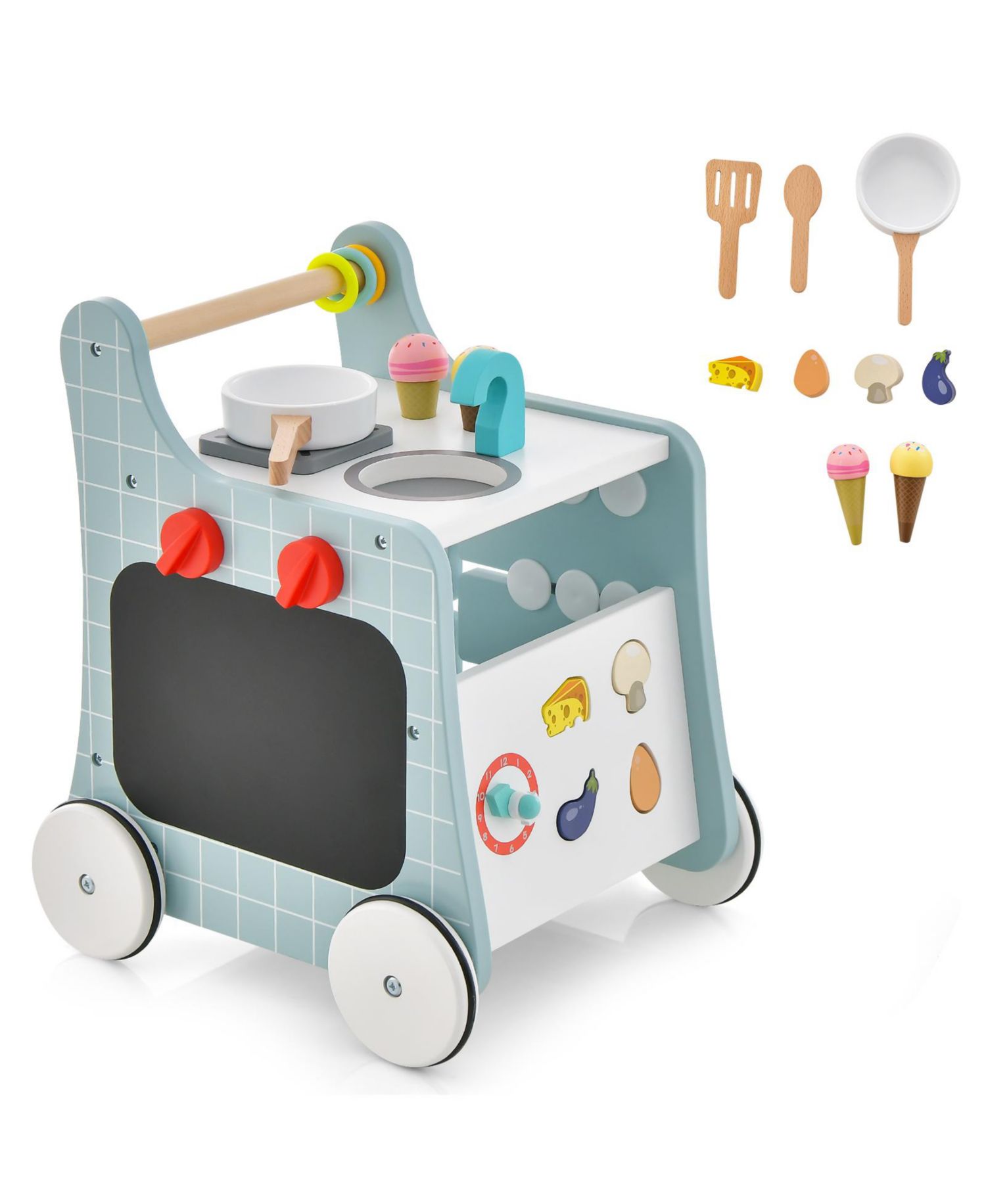6-in-1 baby push walker with Play Kitchen Over 12 Months