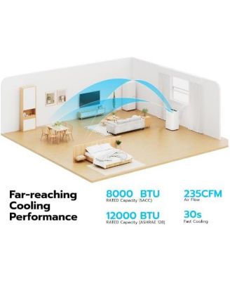 14,000 BTU (10000 BTU SACC) Portable Air Conditioners with WiFi APP Control, 46dB, R32 Eco-Friendly,Fast Cooling in 30s, No Drainage Needed, Filter Cleaning Reminder, 360&deg; Wheels for Home/Office