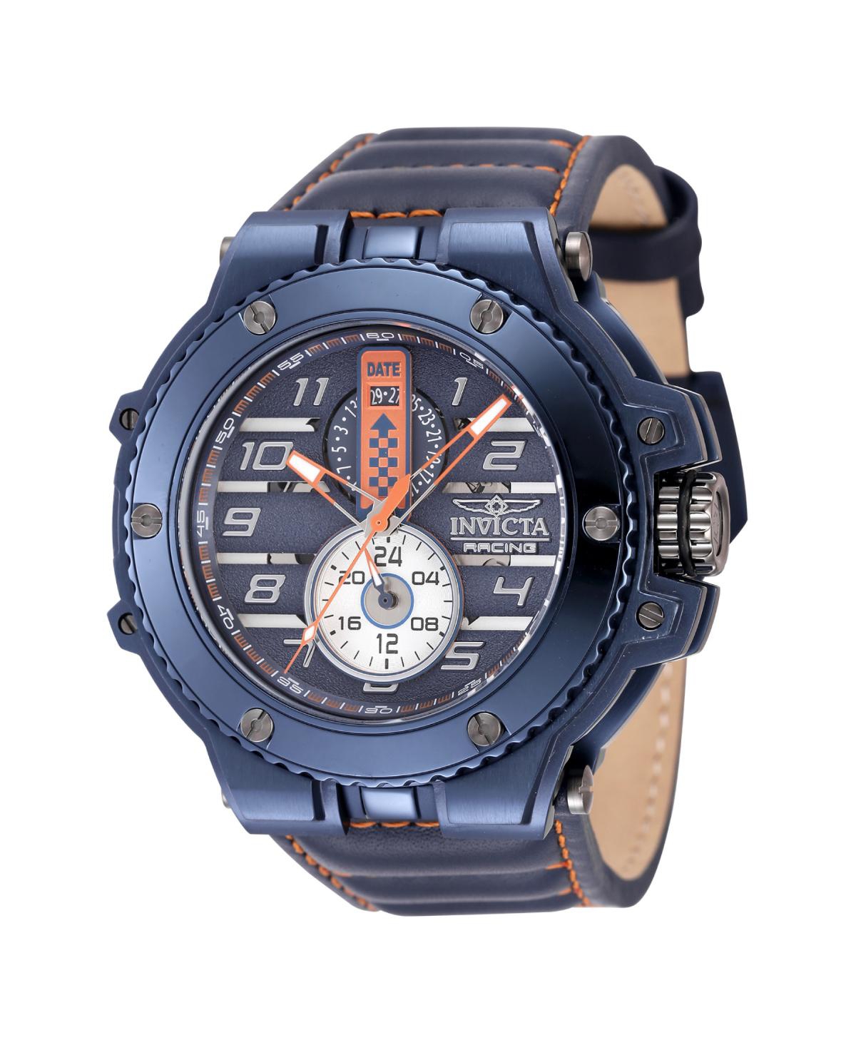 Men's 47382 Invicta Racing Quartz Multifunction Blue, Silver, Orange Dial Watch - Blue