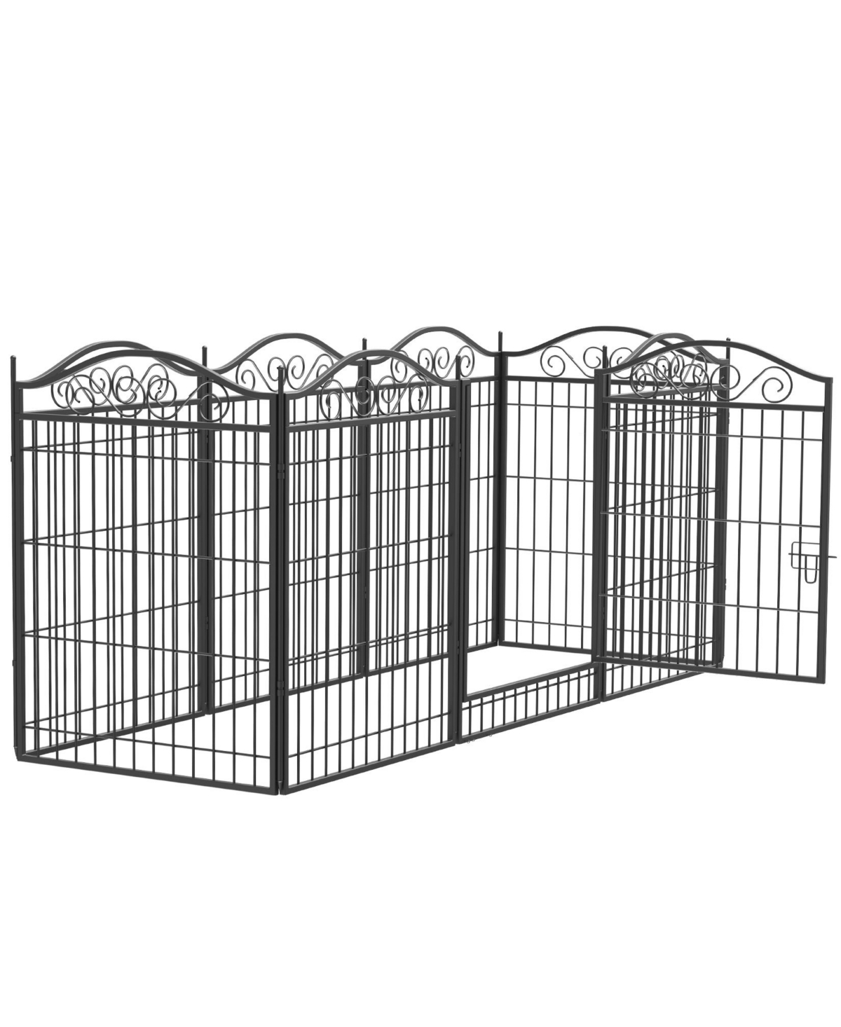 Heavy Duty Dog Playpen,Indoor/Outdoor Pet Fence w/Locking Pegs, Rust-Proof Steel & Non-Scratch Feet - Black