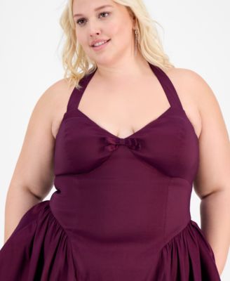 Trendy Plus Size A-Line Halter Dress