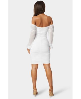 Women's Blouson Sleeve Ruched Midi Dress