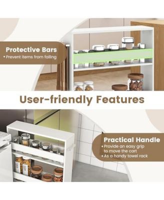 Rolling Kitchen Slim Storage Cart Mobile Shelving Organizer with Handle
