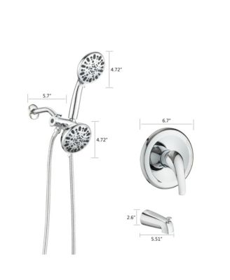 Shower System with Tub Spout Rain Shower Tub Set, High Pressure Dual 2 in 1 Shower Combo Faucet with Valve