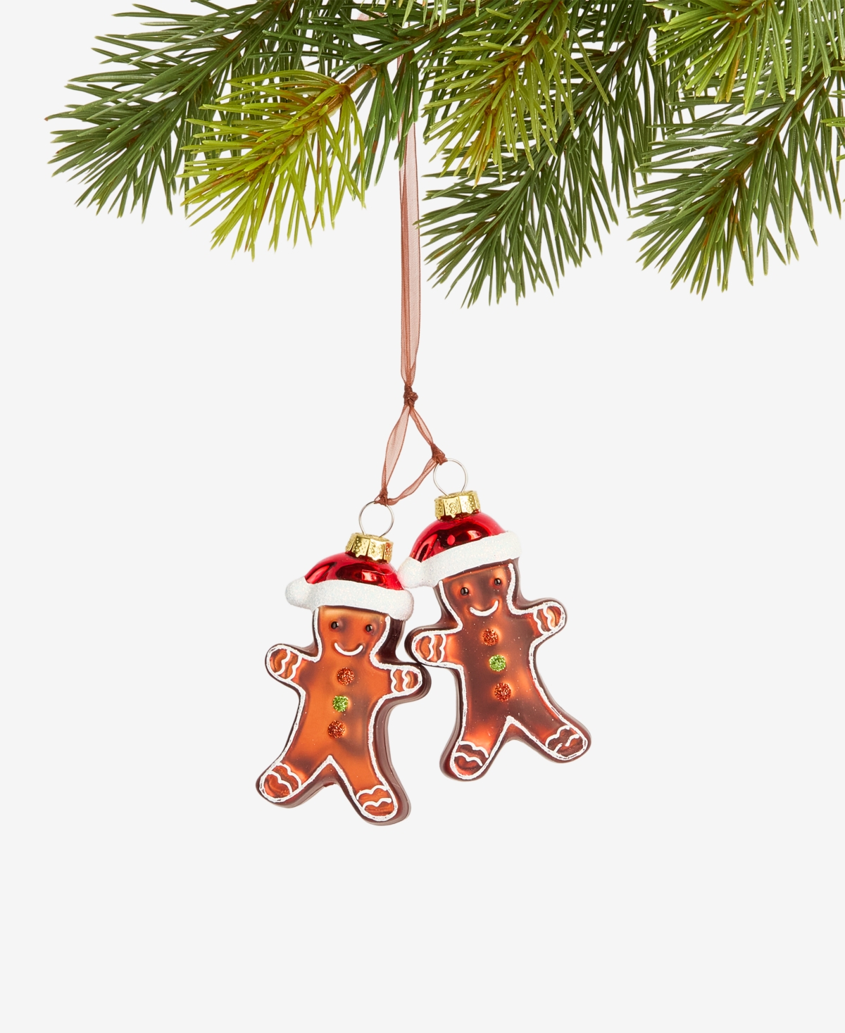 Holiday Lane Gingerbread Village Glass Gingerbread Men Ornament, Macy's Exclusive In Brown