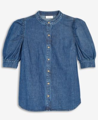 Women's Denim Puff-Sleeve Shirt, Exclusively at Macy's