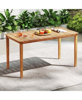 Rectangular Outdoor Dining Table Acacia Wood for 4-6 People