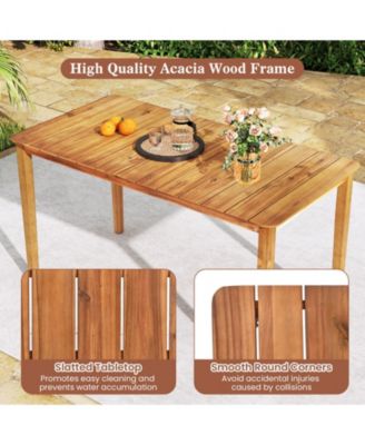Rectangular Outdoor Dining Table Acacia Wood for 4-6 People