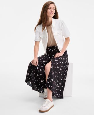 Women's Floral Slit Midi Skirt, Exclusively at Macy's