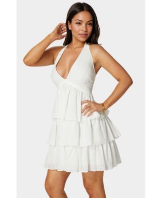 Women's Tiered Eyelet Halter Dress